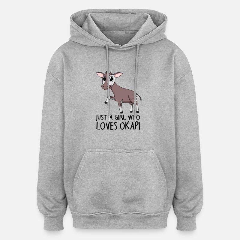 Okapi Mädchen Spruch - Oversized Unisex Hoodie - Grau meliert