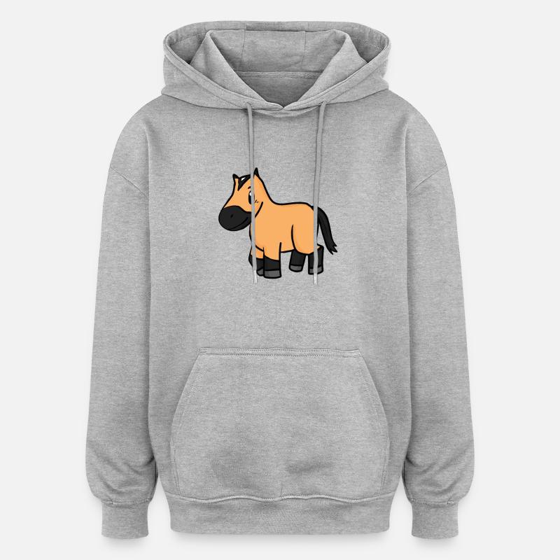 Pferd - Oversized Unisex Hoodie - Grau meliert