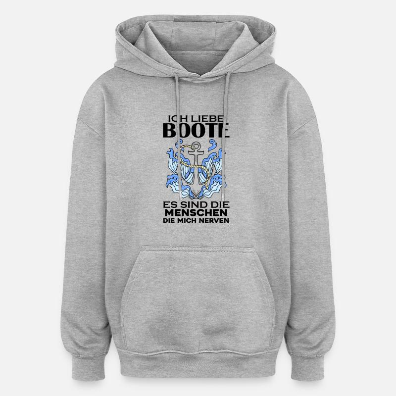 Boote Motorboot Boot - Oversized Unisex Hoodie - Grau meliert