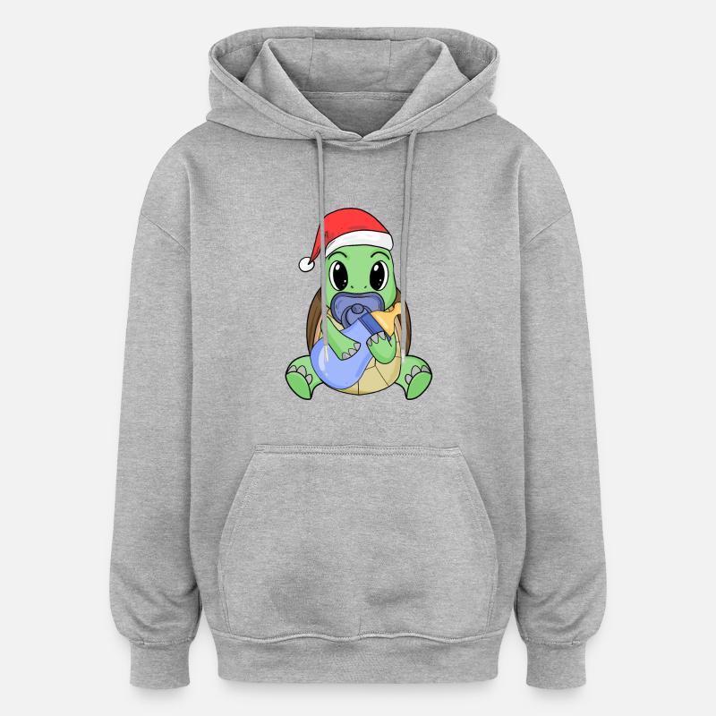 Tortue bébé Noël - Sweat à capuche oversize unisexe - gris chiné
