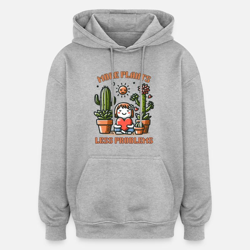 More Plants Less Problems - Oversized Unisex Hoodie - heather grey