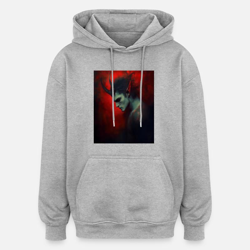 Diable - Sweat à capuche oversize unisexe - gris chiné