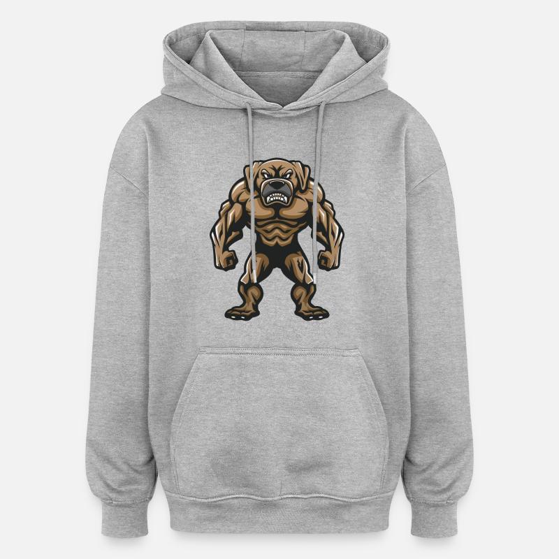 Boxer Hund Comic - Oversized Unisex Hoodie - Grau meliert