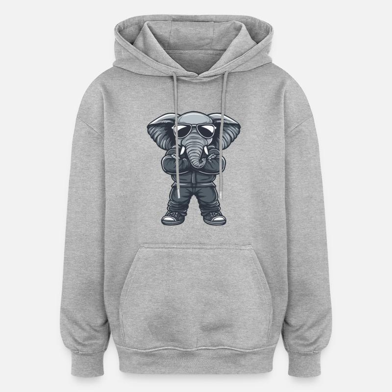 Elephant Comic Sunglasses - Oversized Unisex Hoodie - heather grey