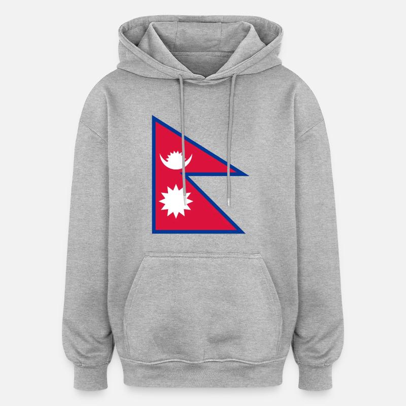 Népal - Sweat à capuche oversize unisexe - gris chiné