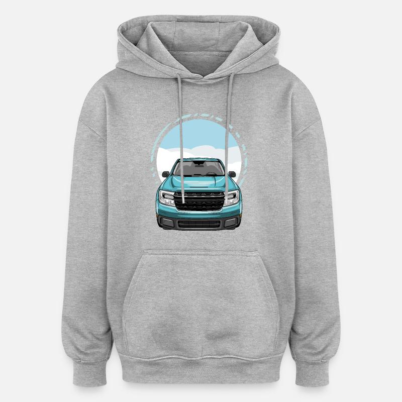 Vue de face du pick-up - Sweat à capuche oversize unisexe - gris chiné