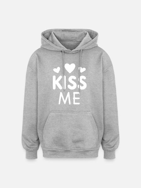 Embrasse-moi - Sweat à capuche oversize unisexe - gris chiné