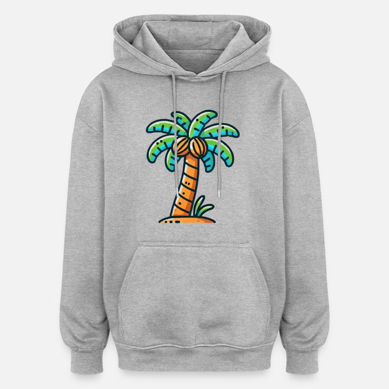 palmier - Sweat à capuche oversize unisexe - gris chiné