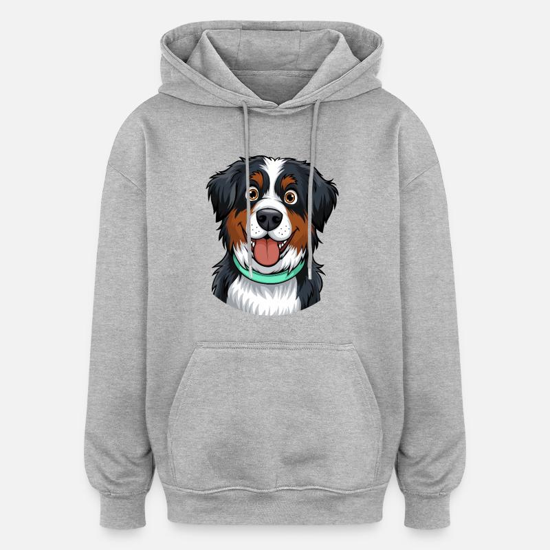 Portrait de bouvier bernois - Sweat à capuche oversize unisexe - gris chiné