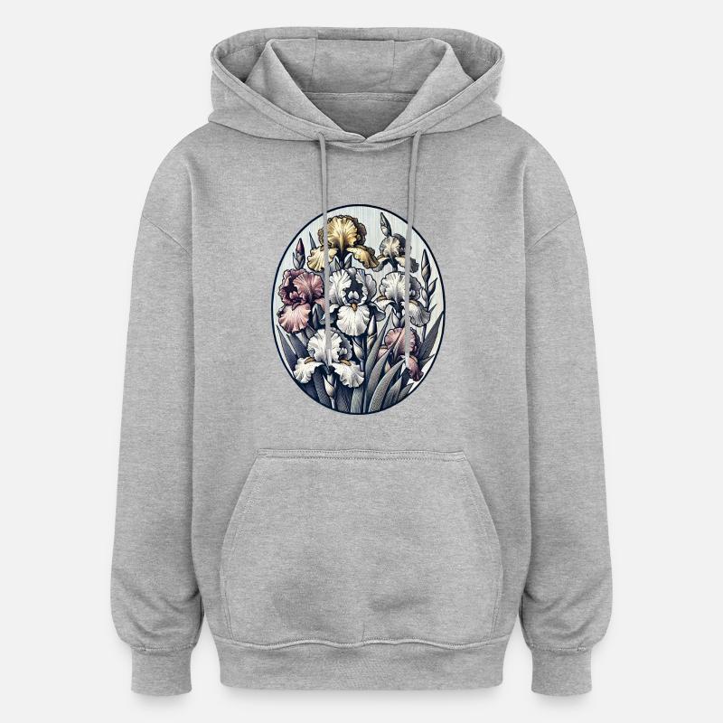 Iris - Sweat à capuche oversize unisexe - gris chiné