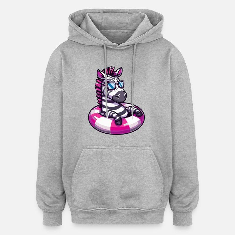 Zebra Comic Cool - Oversized Unisex Hoodie - heather grey