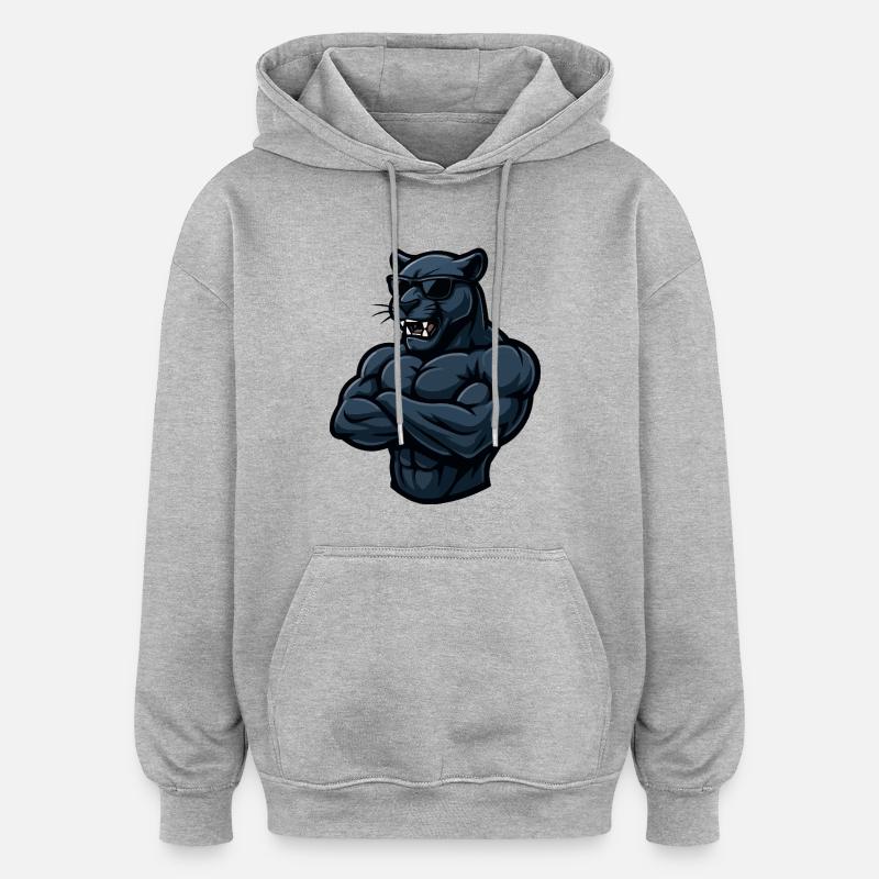 Bande dessinée Panthère - Sweat à capuche oversize unisexe - gris chiné