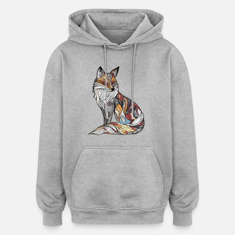 Renard - Sweat à capuche oversize unisexe - gris chiné