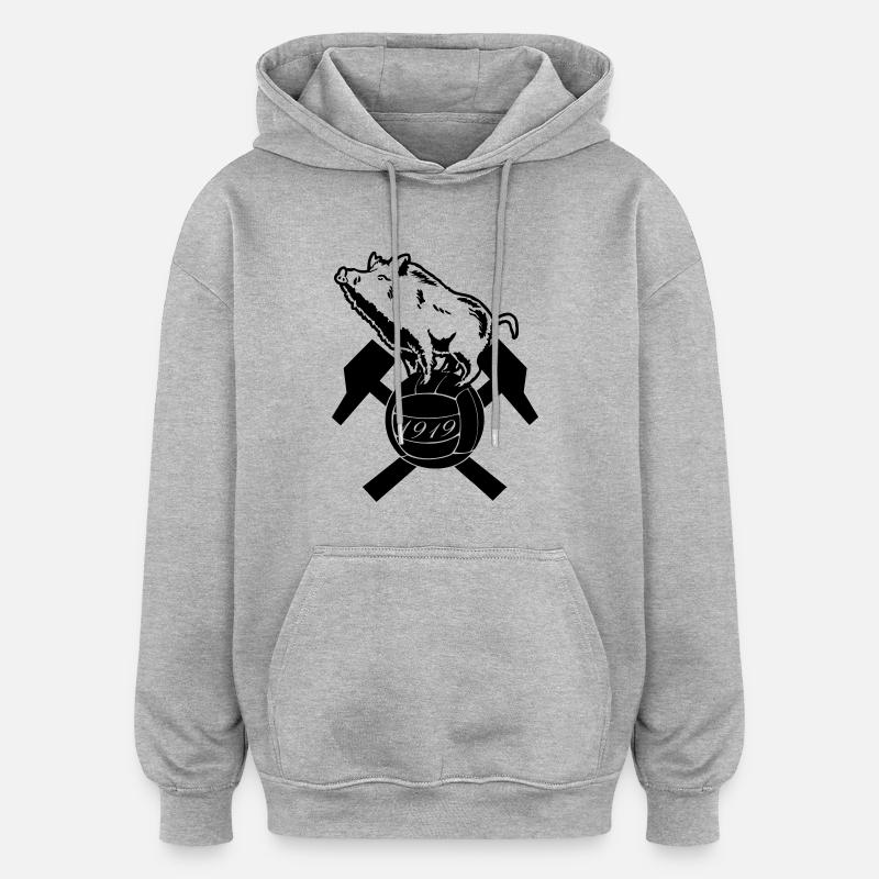 CS SEDAN BLASON BLANC - Sweat à capuche oversize unisexe - gris chiné