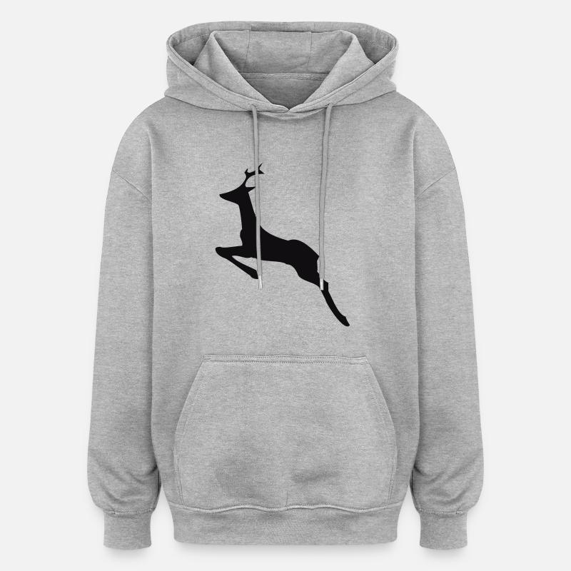 cervidae,chevreuil,Forêt - Sweat à capuche oversize unisexe - gris chiné