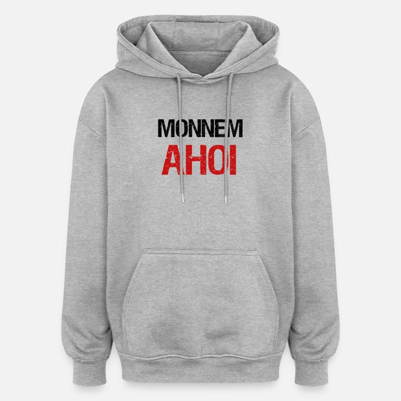 Monnem Ahoy - Sweat à capuche oversize unisexe - gris chiné