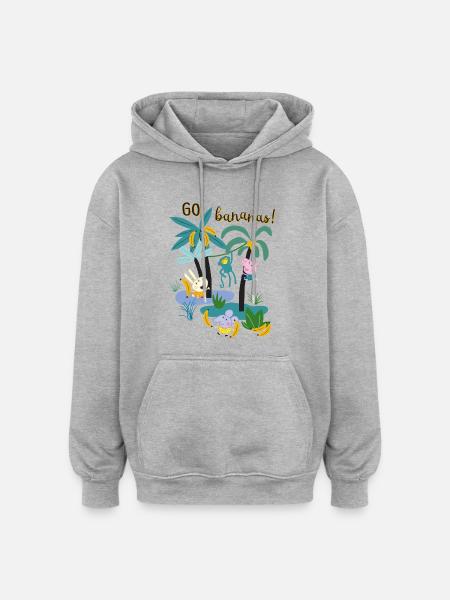 Peppa Pig Design Go Bananas - Oversized Unisex Hoodie - Grau meliert