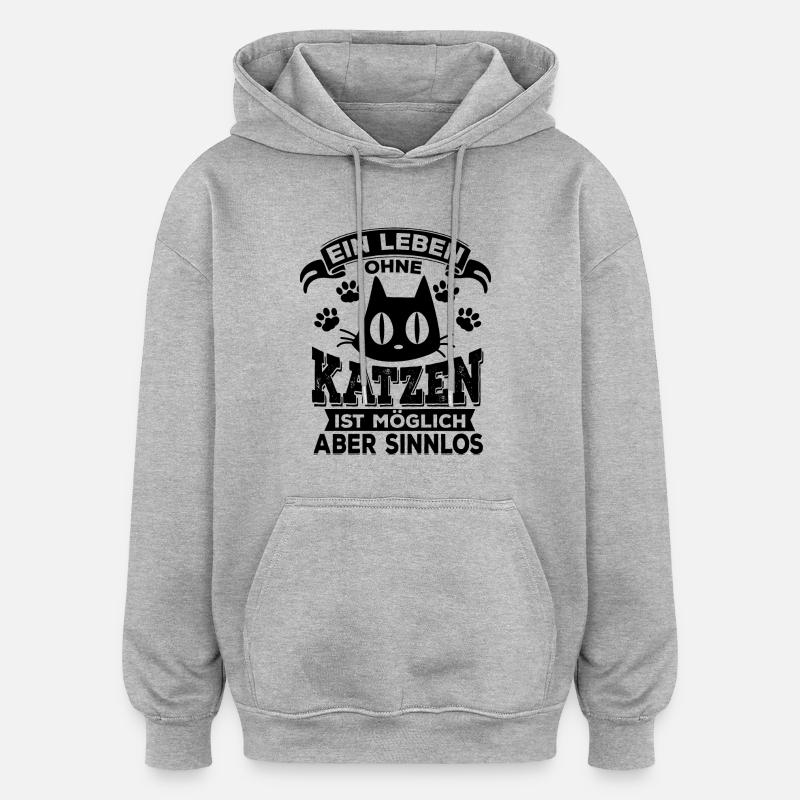 Chat ronronner chat miau - Sweat à capuche oversize unisexe - gris chiné