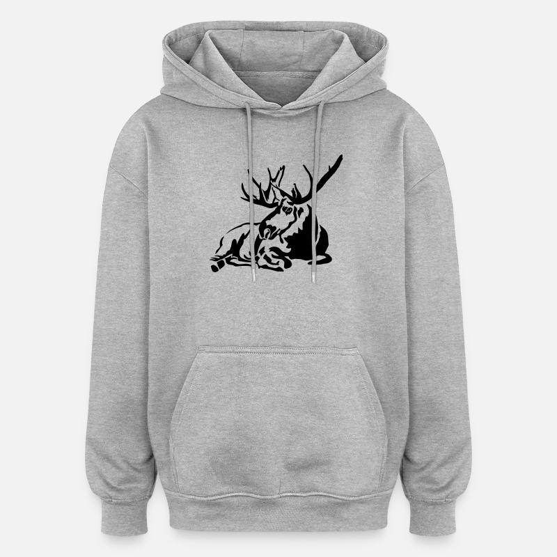 Moose - Sweat à capuche oversize unisexe - gris chiné