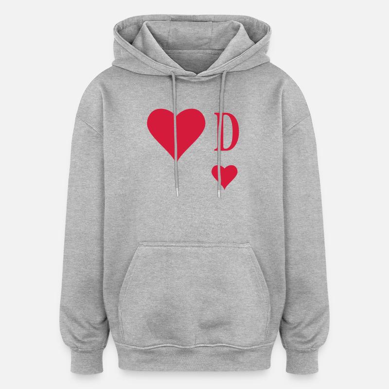 Herz Dame | Herz Königin | D - Sweat à capuche oversize unisexe - gris chiné