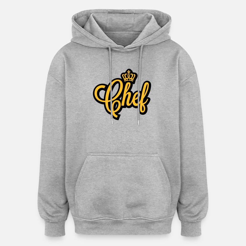 Chef | Crown | Krone - Sweat à capuche oversize unisexe - gris chiné