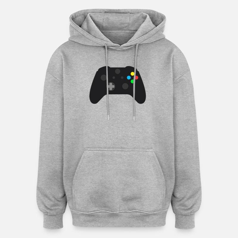 Dunkles Gamepad Neon-Knöpfe - Oversized Unisex Hoodie - Grau meliert