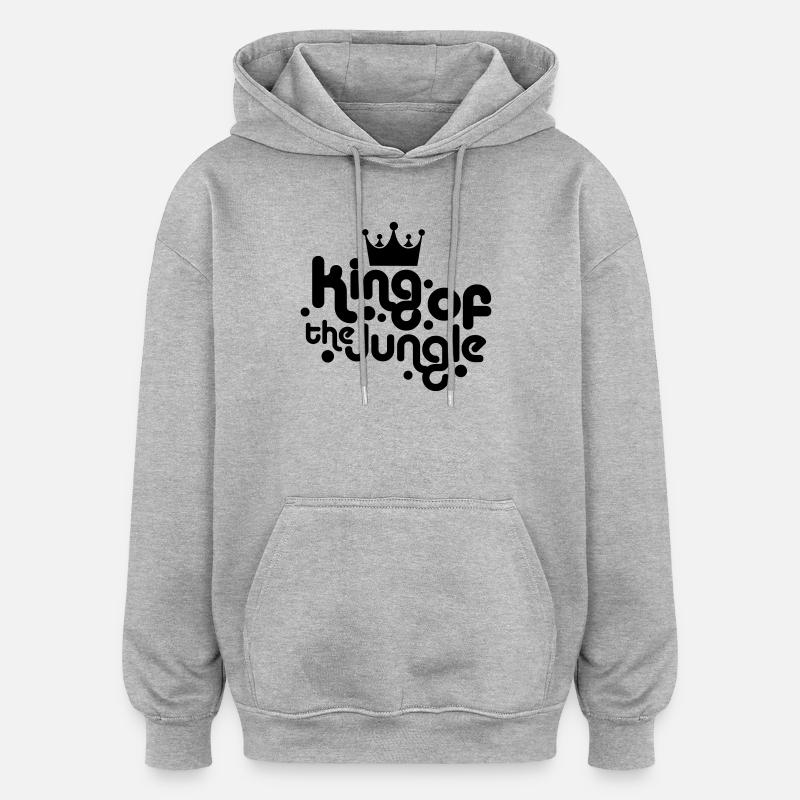 roi de la jungle - Sweat à capuche oversize unisexe - gris chiné