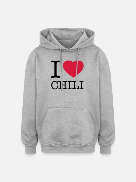 I ♥ CHILI - Oversized Unisex Hoodie - heather grey