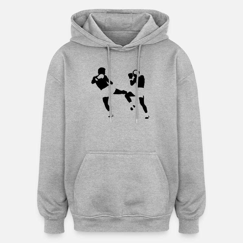 kikboxing - Sweat à capuche oversize unisexe - gris chiné