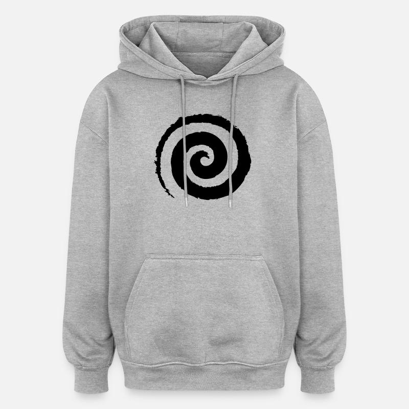 Schwarze Pinselstrich-Spirale - Oversized Unisex Hoodie - Grau meliert