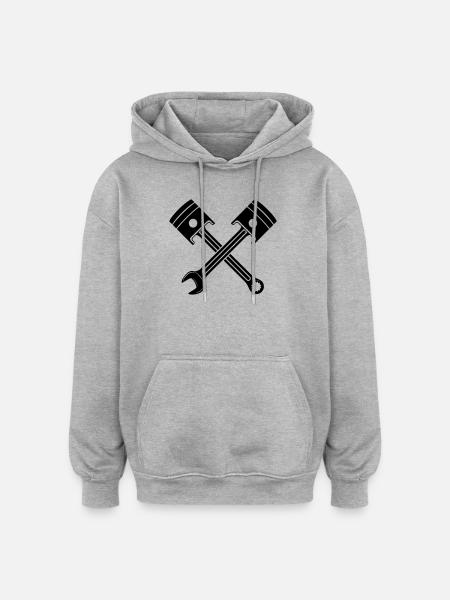Engine piston key crossed - Oversized Unisex Hoodie - heather grey