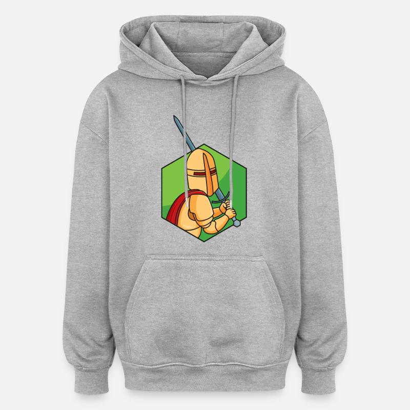 Kleiner Ritter - Oversized Unisex Hoodie - Grau meliert