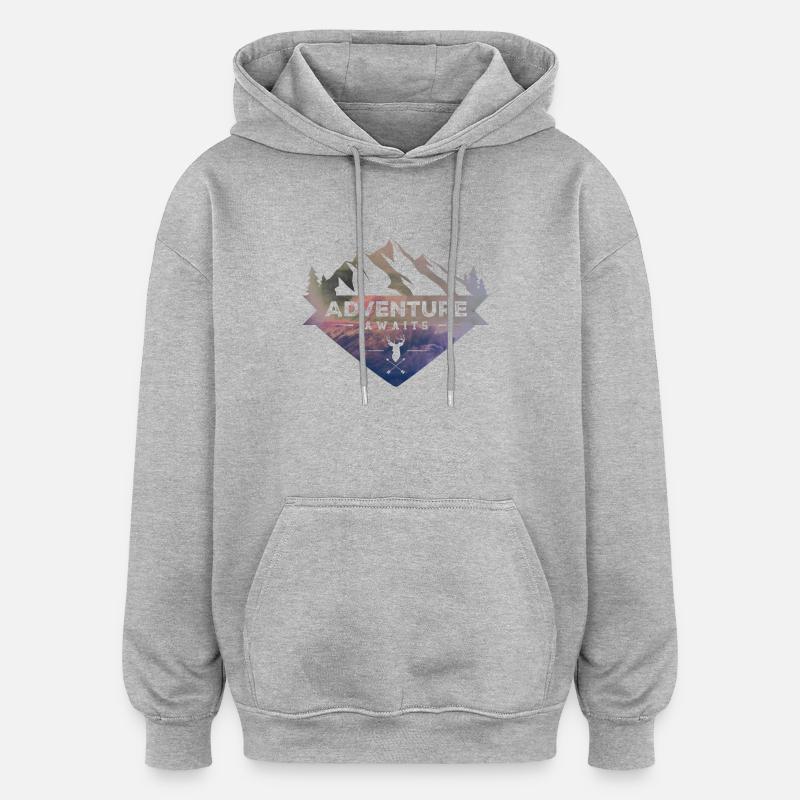 Abenteuer erwartet Sie - Oversized Unisex Hoodie - Grau meliert