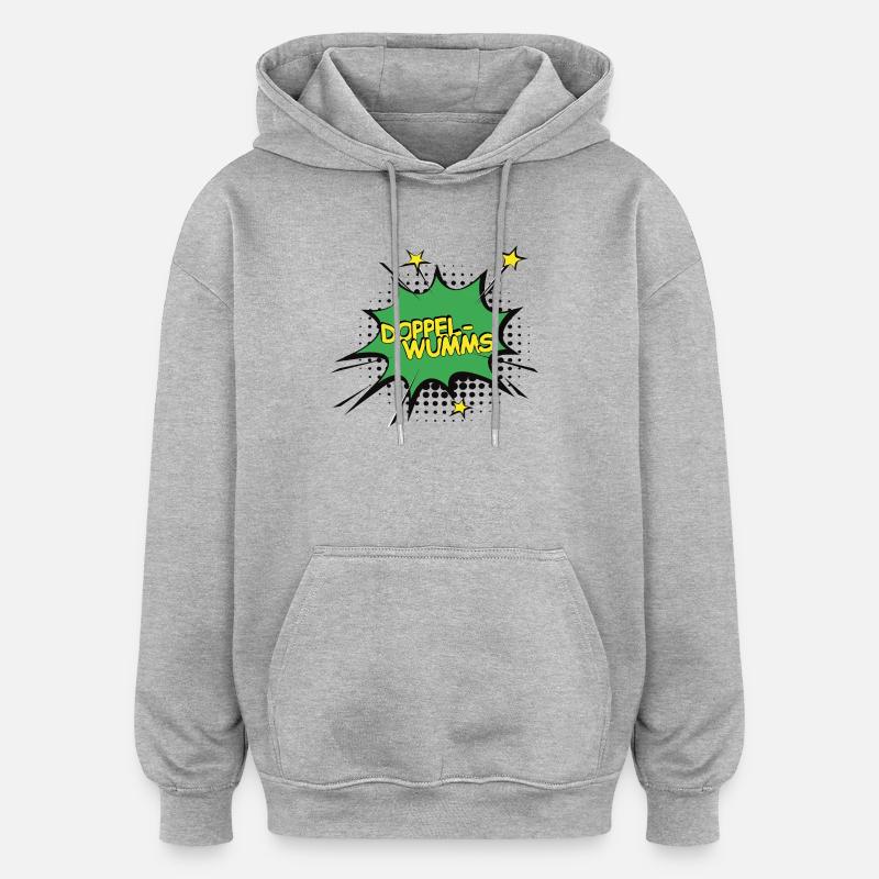Doppelwumms Comic Style - Oversized Unisex Hoodie - Grau meliert