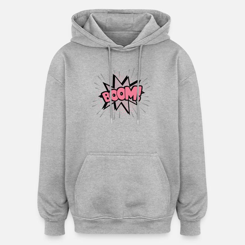Boum rose - Sweat à capuche oversize unisexe - gris chiné