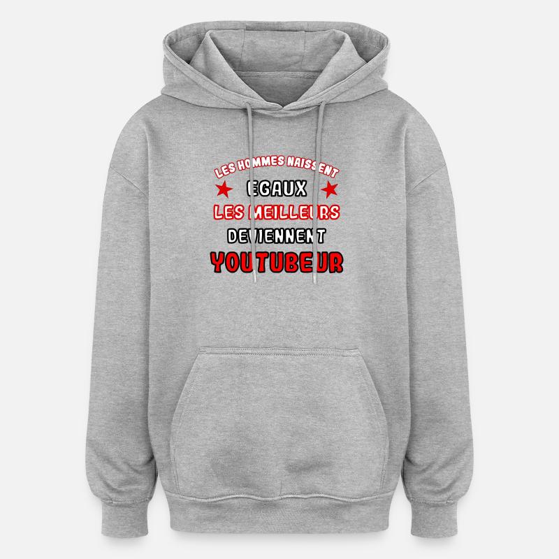 Meilleur youtubeur humour - Sweat à capuche oversize unisexe - gris chiné