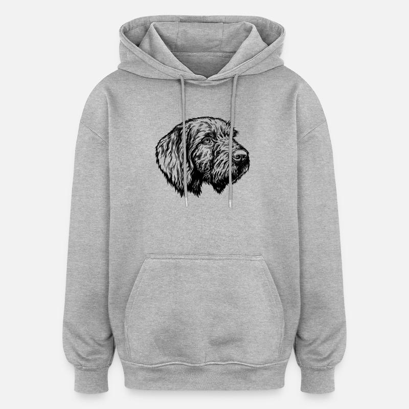 Pudelpointer Portrait - Sweat à capuche oversize unisexe - gris chiné