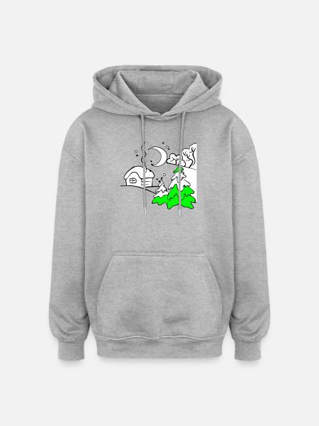 Winter - Oversized Unisex Hoodie - Grau meliert