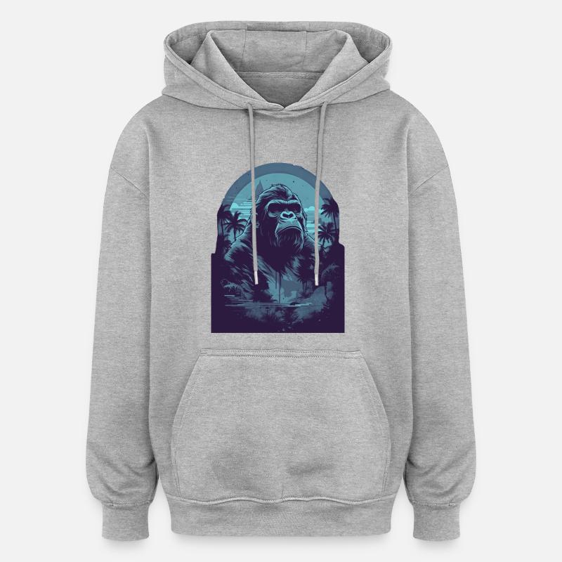 Gorrile bleue - Sweat à capuche oversize unisexe - gris chiné