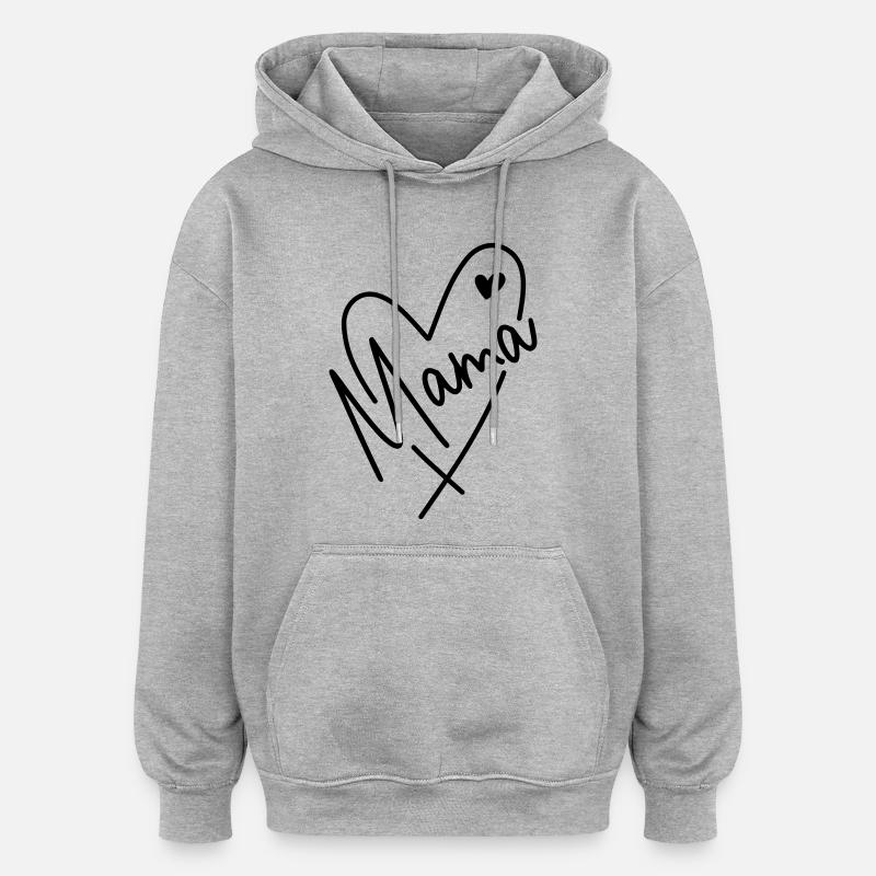 Cœur de maman - Sweat à capuche oversize unisexe - gris chiné