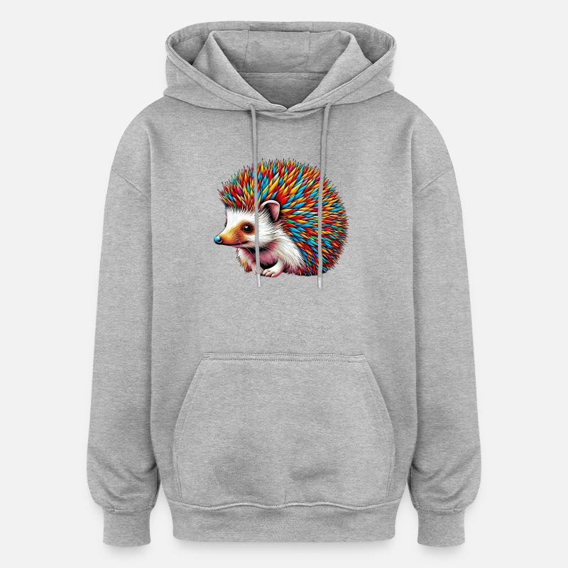 Hérisson - Sweat à capuche oversize unisexe - gris chiné