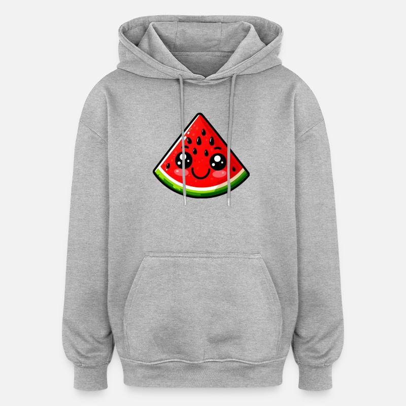 Pastèque Pastèques - Sweat à capuche oversize unisexe - gris chiné