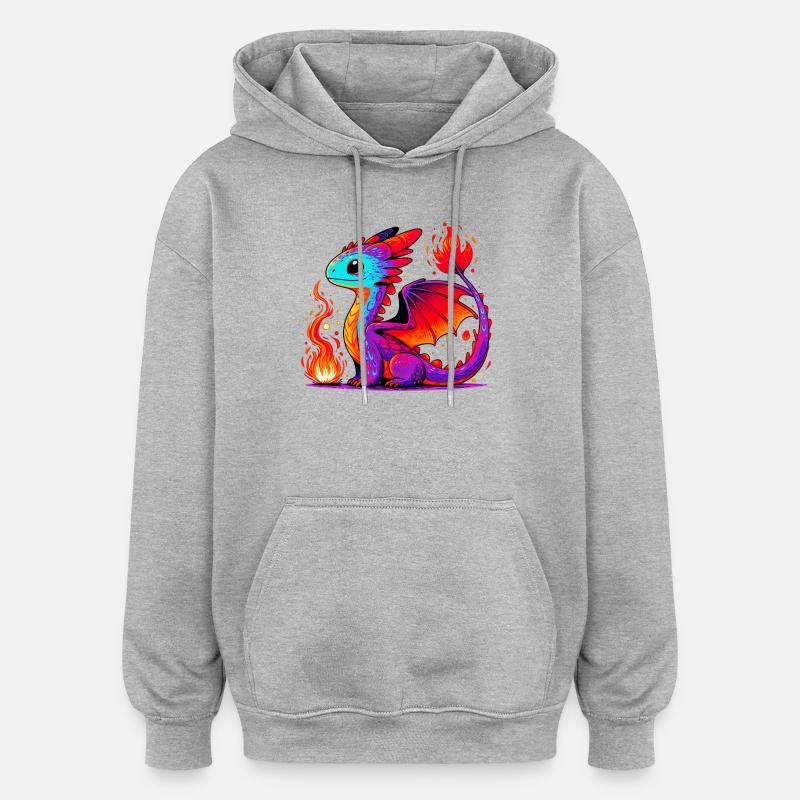 Dragon - Sweat à capuche oversize unisexe - gris chiné