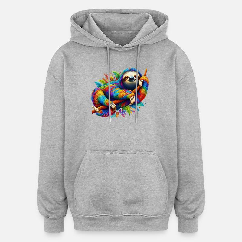 Faultier - Oversized Unisex Hoodie - Grau meliert