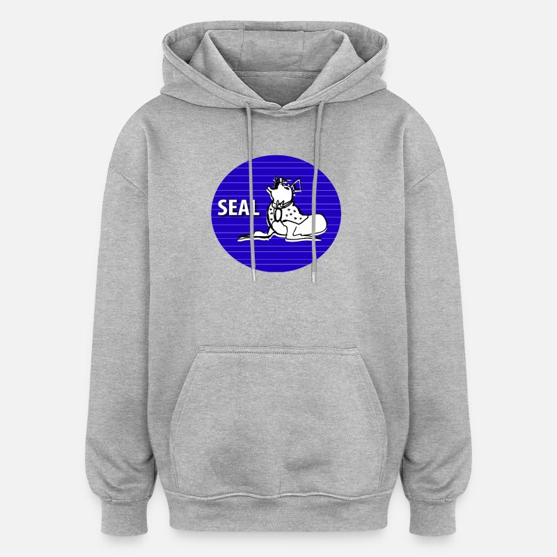 Phoque - Sweat à capuche oversize unisexe - gris chiné