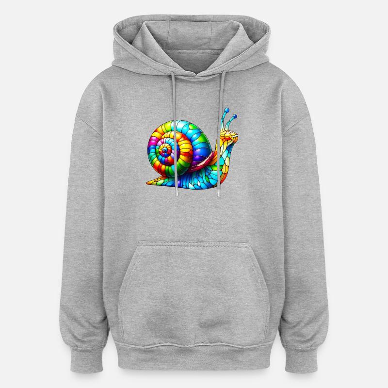 Schnecke - Oversized Unisex Hoodie - Grau meliert