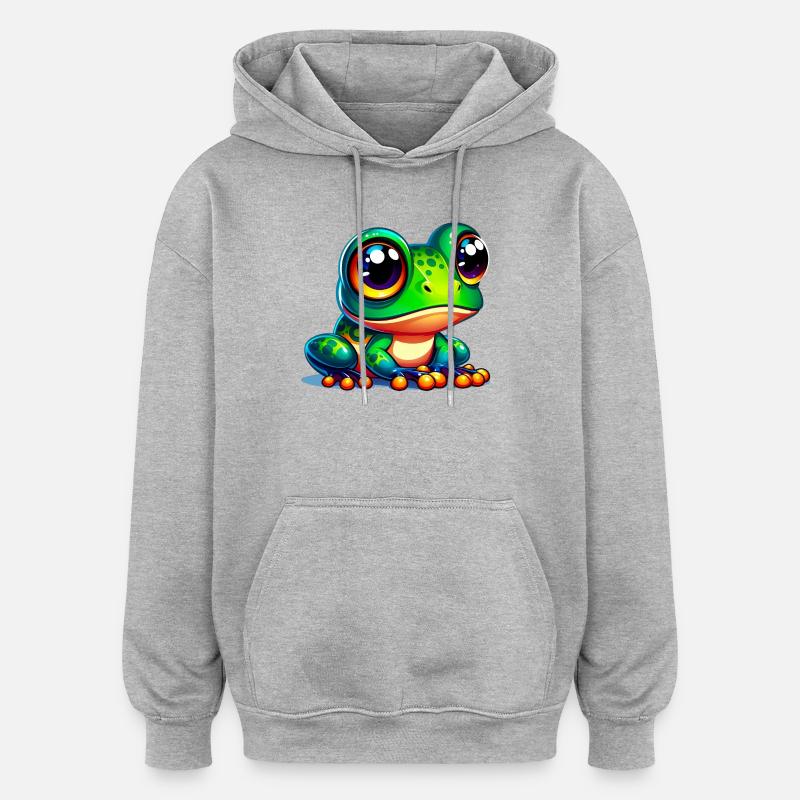 Frosch - Oversized Unisex Hoodie - Grau meliert