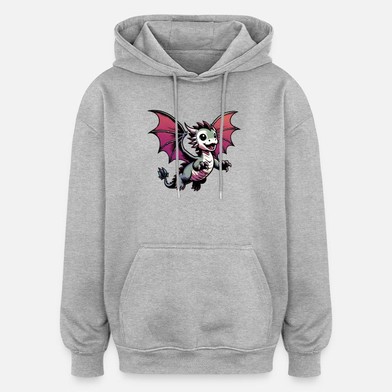 Drache - Oversized Unisex Hoodie - Grau meliert