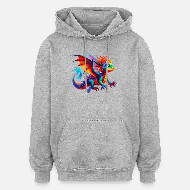 Dragon - Sweat à capuche oversize unisexe - gris chiné