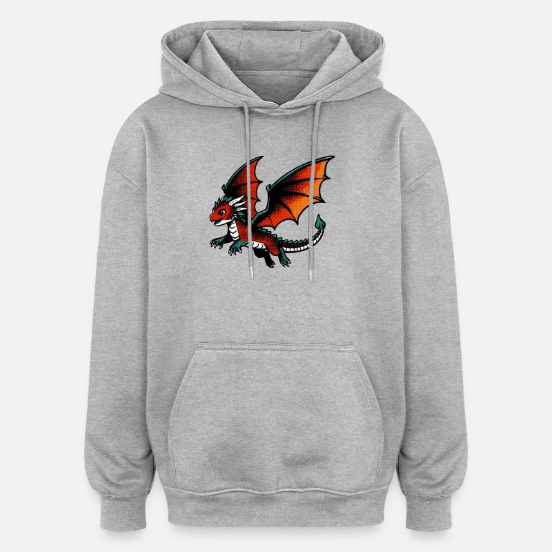 Dragon - Sweat à capuche oversize unisexe - gris chiné